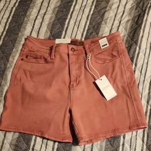 Judy Blue Rust Pink High-Rise Denim Shorts